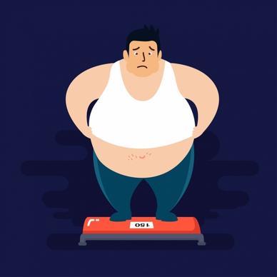 weight problem drawing fat man weighing icon