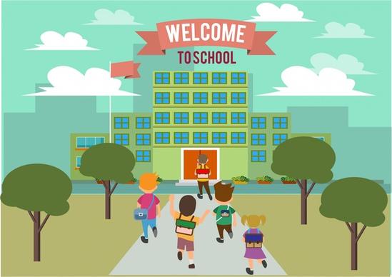 welcome to school banner joyful kids design
