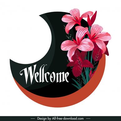 welcoming sign template lily flower decor crescent shape