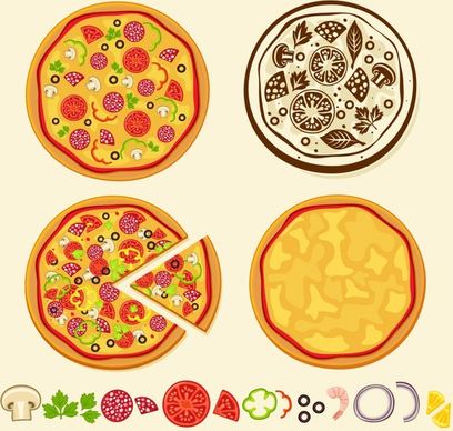pizza menu background flat colored handdrawn sketch
