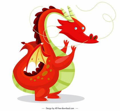 western dragon icon cartoon character colorful design