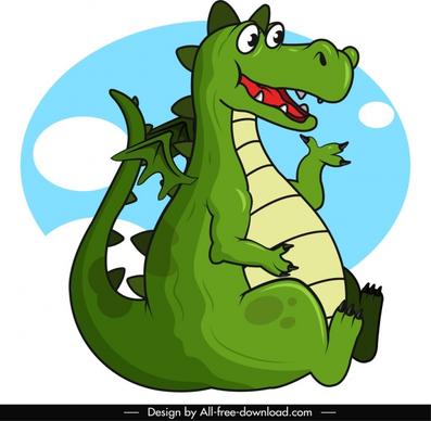 western dragon icon green sketch cute cartoon characer