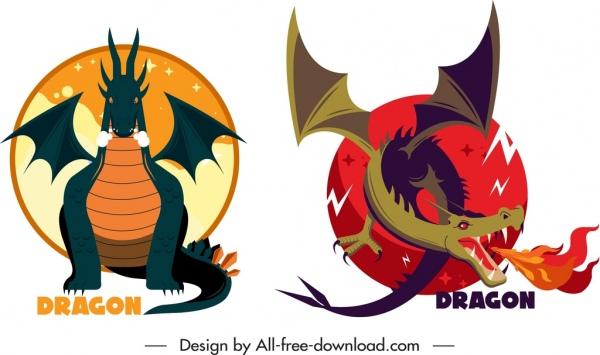 western dragon templates colorful classical design