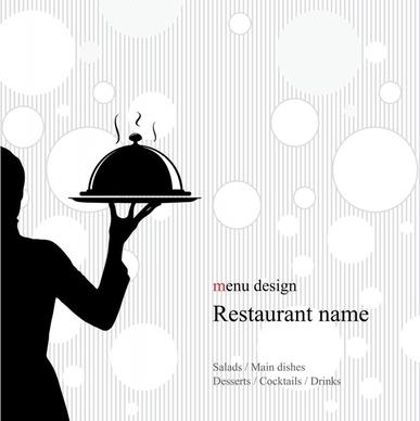 menu cover template waiter icon flat classic silhouette