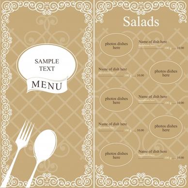 menu template elegant classic brown decor