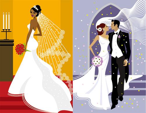 western style wedding pictures vector