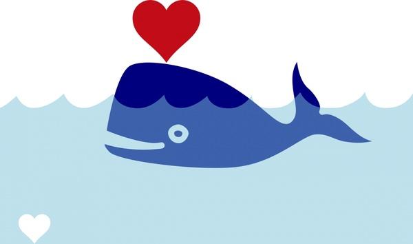 whale bringing love vector illustration with cartoon style