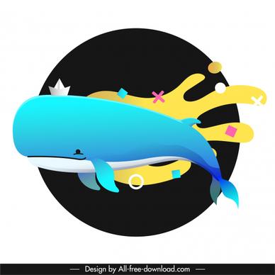 whale painting colorful design waves decor