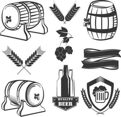 wheat beer retro labels vector set