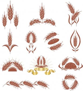 wheat logotypes colored classic shapes sketch