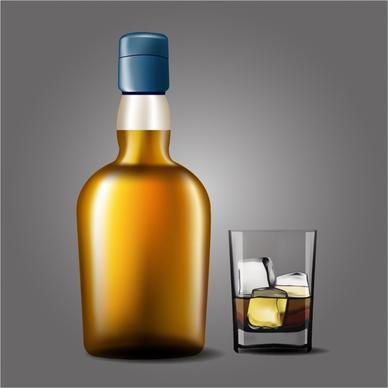whiskey bottle with glass