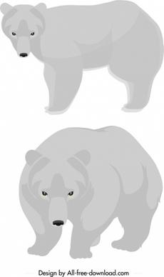 white bear icons cute cartoon sketch
