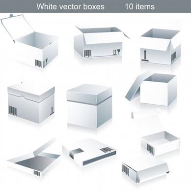 packing box icons white 3d design