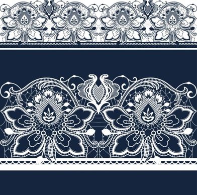 white lace with blue background vector