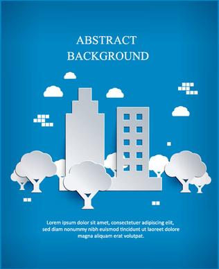 white paper cut city background vector