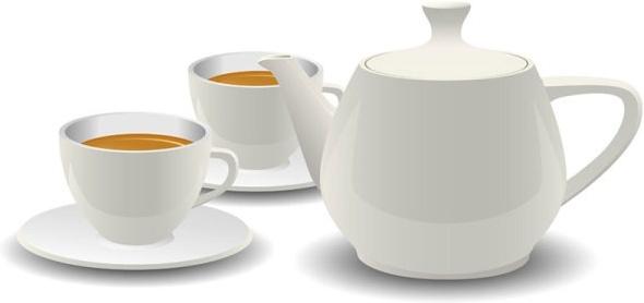 white porcelain tea set vector