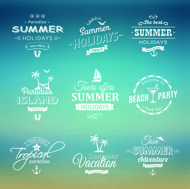 white summer holiday labels vector