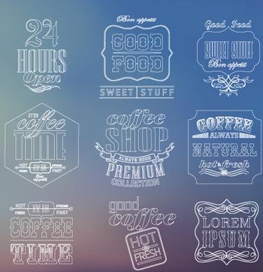 white thin line labels vintage style vector