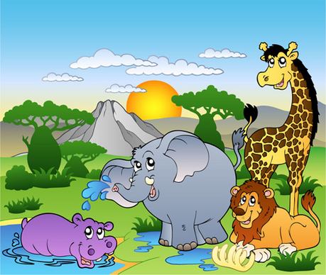 wild animal cute cartoon vector set