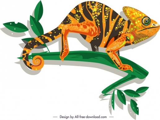 wild chameleon icon colorful flat sketch