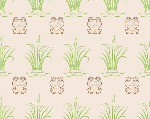 wild frog pattern outline colored repeating style