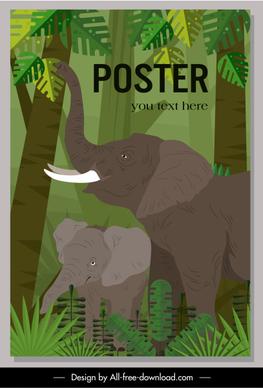 wild life poster elephant jungle sketch