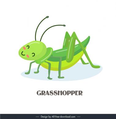 wild nature design elements cute cartoon grasshopper