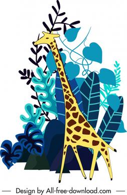 wild nature painting giraffe sketch flat classic handdrawn