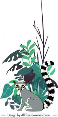 wild nature painting lemur sketch classic decor