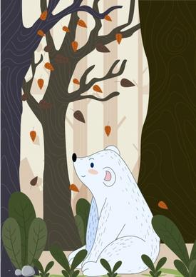 wild nature painting white bear forest icons decor