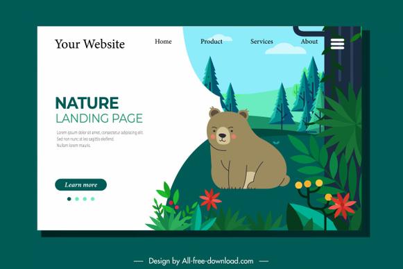 wild nature website template bear forest sketc