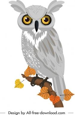 wild owl icon colored hanndrawn cartoon sketch