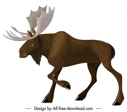 wild reindeer icon colored cartoon sketch modern design