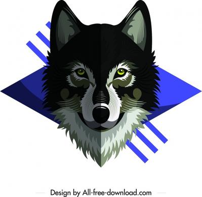 wild wolf animal icon symmetrical grey decor