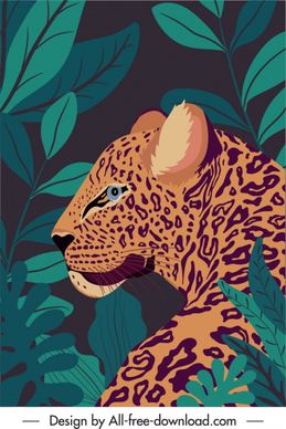 wilderness painting leopard sketch dark classic handdrawn