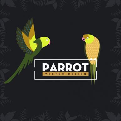 wildlife background parrots icon plant vignette border