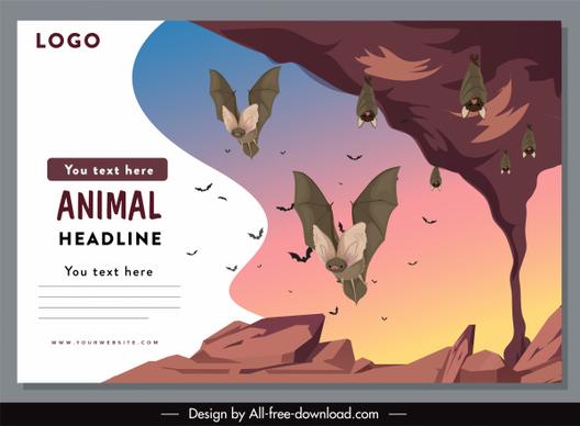 wildlife banner template bat species sketch cartoon design