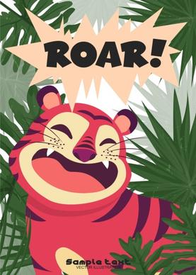 wildlife drawing roar tiger icon colored cartoon design