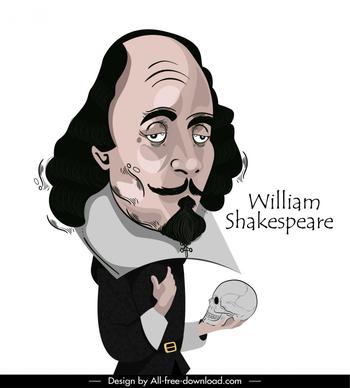 william shakespeare icon frightening cartoon character sketch 
