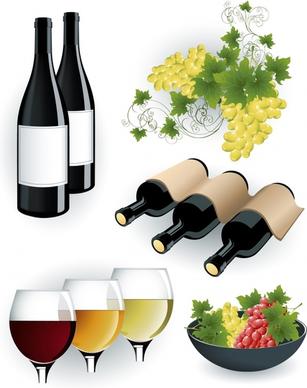 wine advertising background bottles grape icons colored 3d