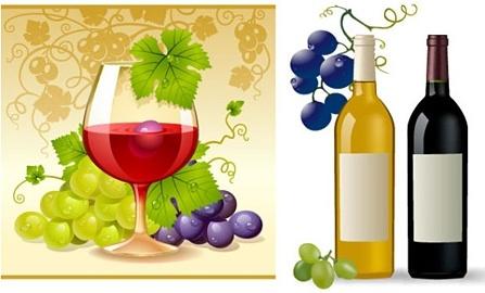 grape wine advertising banner colored realistic style