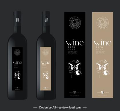 wine bottle packaging template dark contrast design 