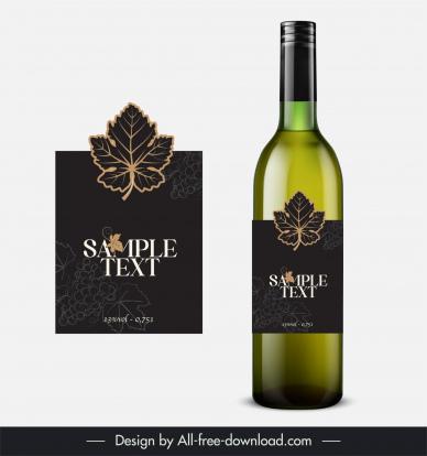wine bottle packaging template dark leaf decor