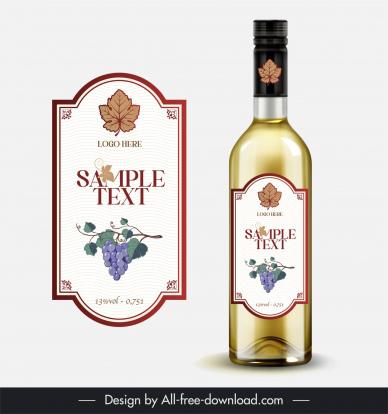 wine bottle packaging template grape leaf decor