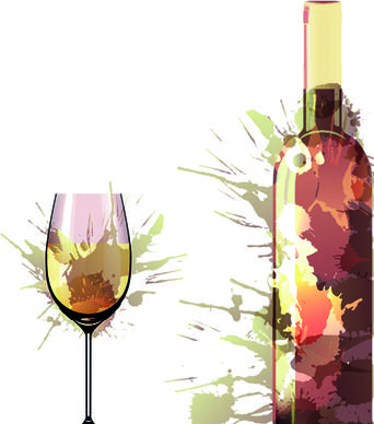 wine bottle with splash effect vector