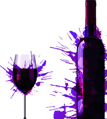 wine bottle with splash effect vector