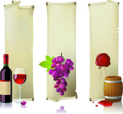 wine bottles and wineglass vector set
