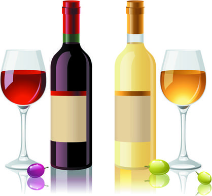 wine bottles and wineglass vector set