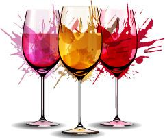 wine cup with watercolor vector