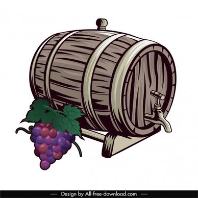 wine design element retro grape barrel sketch